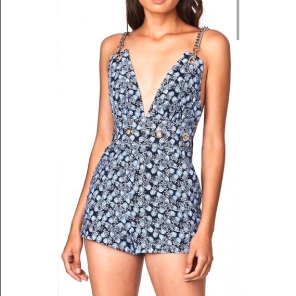 **SOLD**LF CARMAR Floral Blue Chain Jumpsuit w/ TAGS!